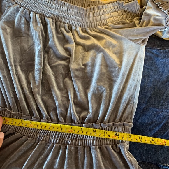 MISA Los Angeles Gray Velvet Offthe Shoulder Dress - Picture 14 of 16